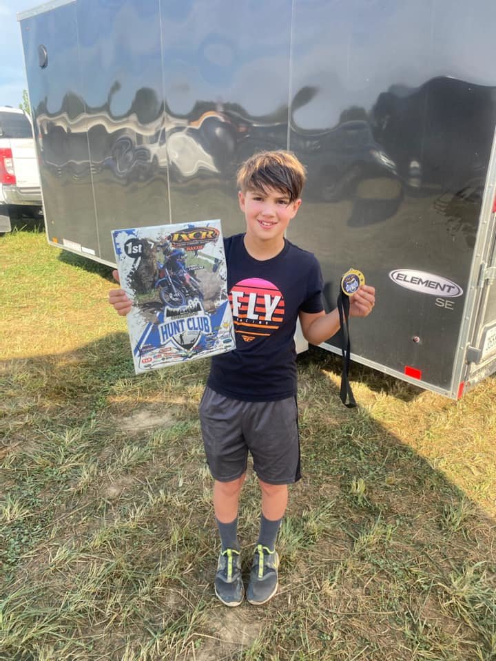 Walshville's Travis Lentz shows off his hardware after winning round nine of the IXCR Cross Country Series in Madison, IN, on Sept. 19. Lentz also won round 10 of the series and currently sits first in the points.